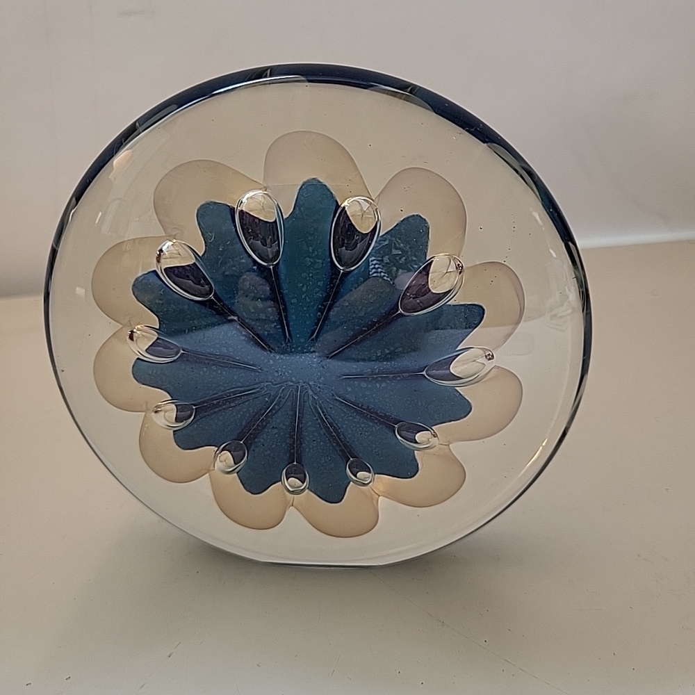 Signed Vintage Eickholt Art Glass Paperweight